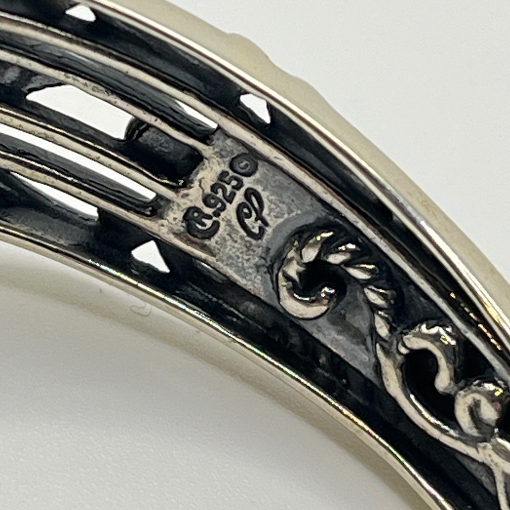 Carolyn Pollack Sterling Silver Turquoise Filigree Hinged Bypass Cuff Bracelet - Picture 6 of 8